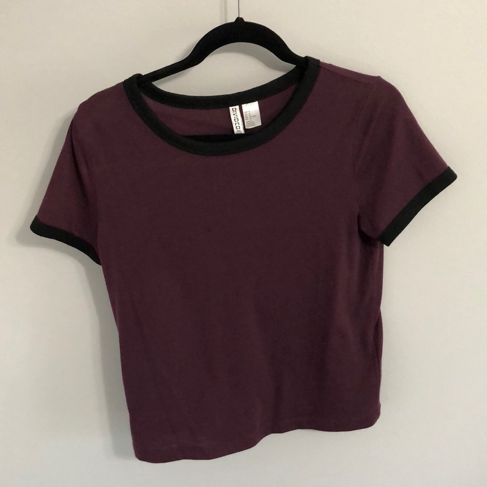 purple and black ringer t-shirt